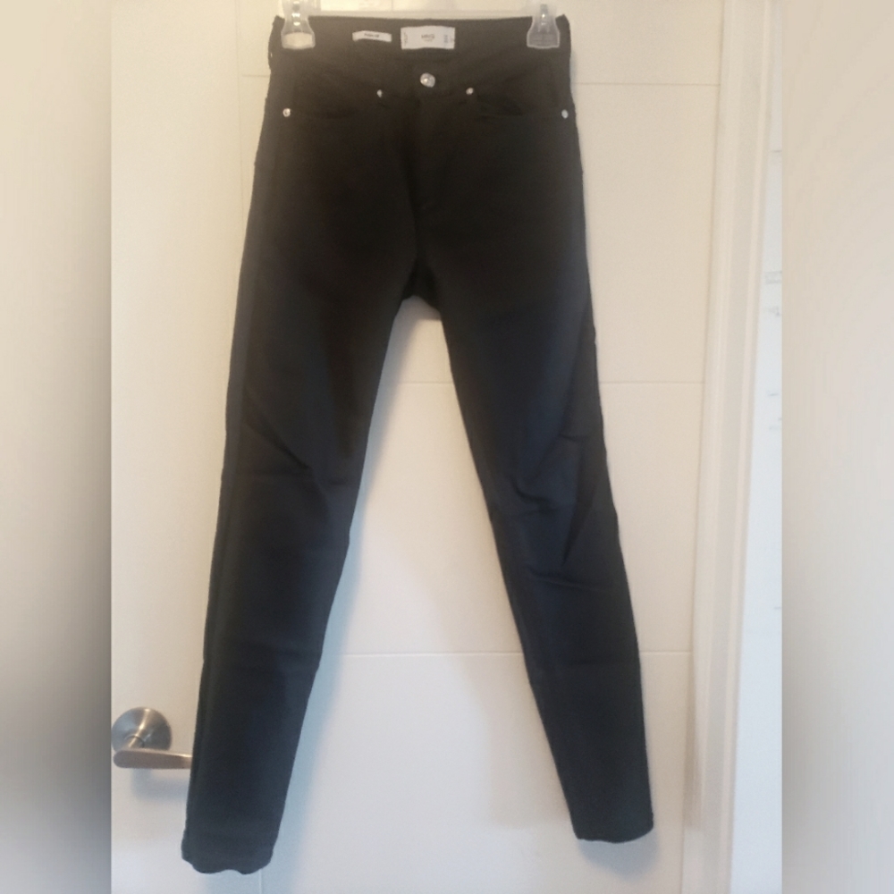 MNG high rise, black, waxed, skinny jeans